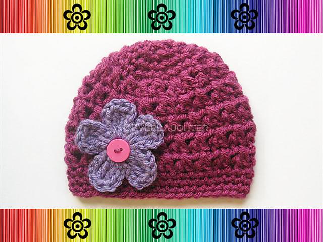 Eve Hat with Changeable Flower-Preemie to Adult Sizes
