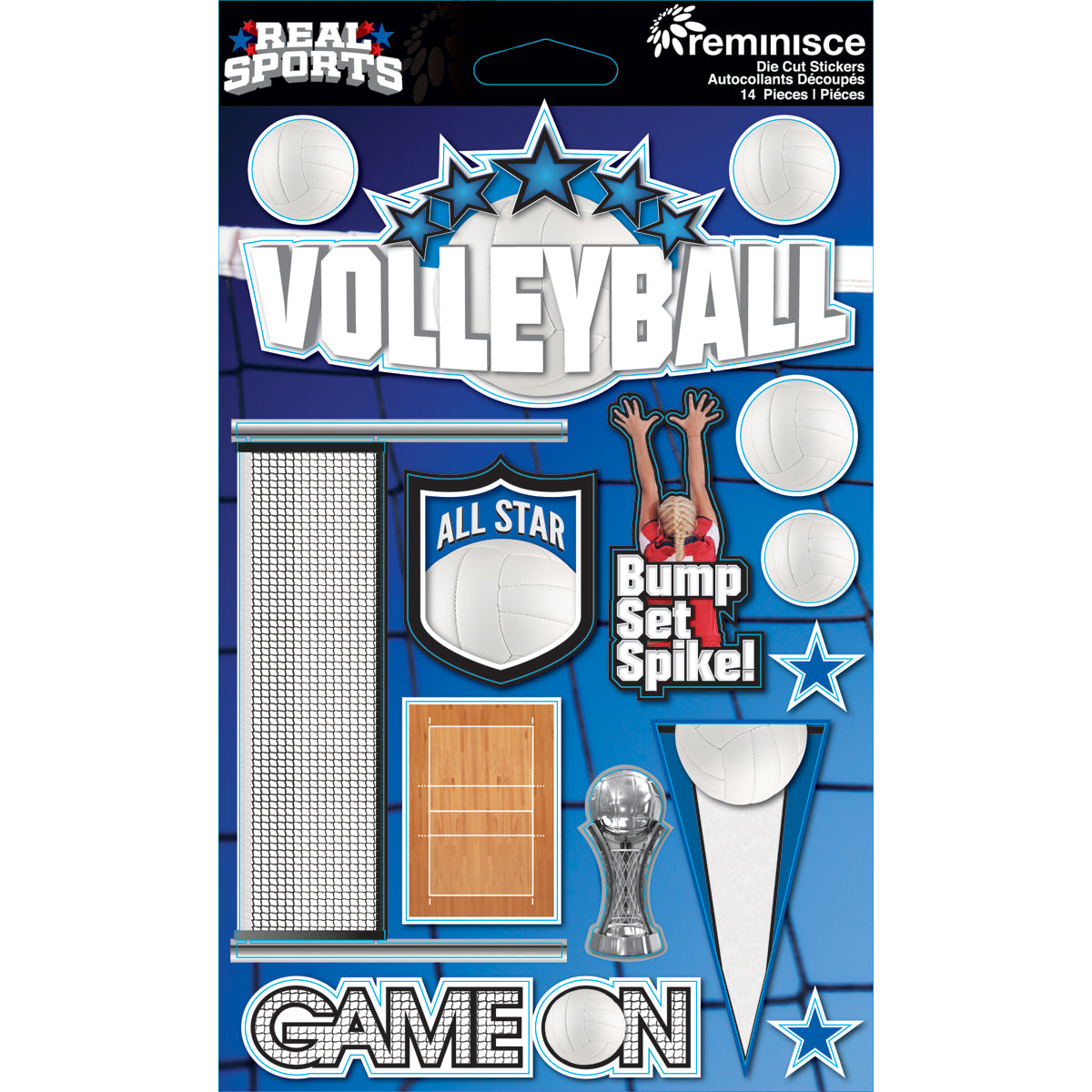 Reminisce Real Sports Cardstock Stickers 6"X4.5" - Volleyball