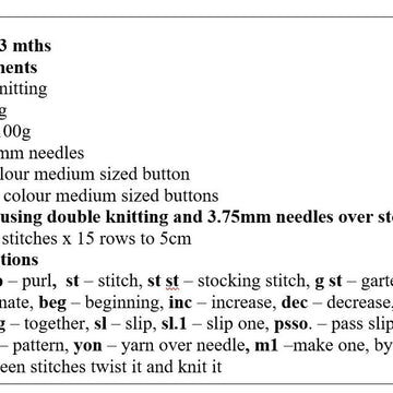 Baby Dungaree Outfit Knitting Pattern #91