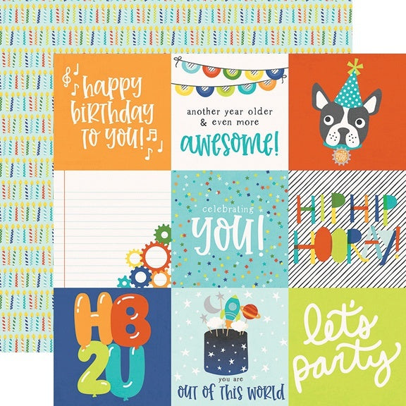 Simple Stories Birthday Blast Double-Sided Cardstock 12"X12" 25/Pkg - 4"X4" Elements