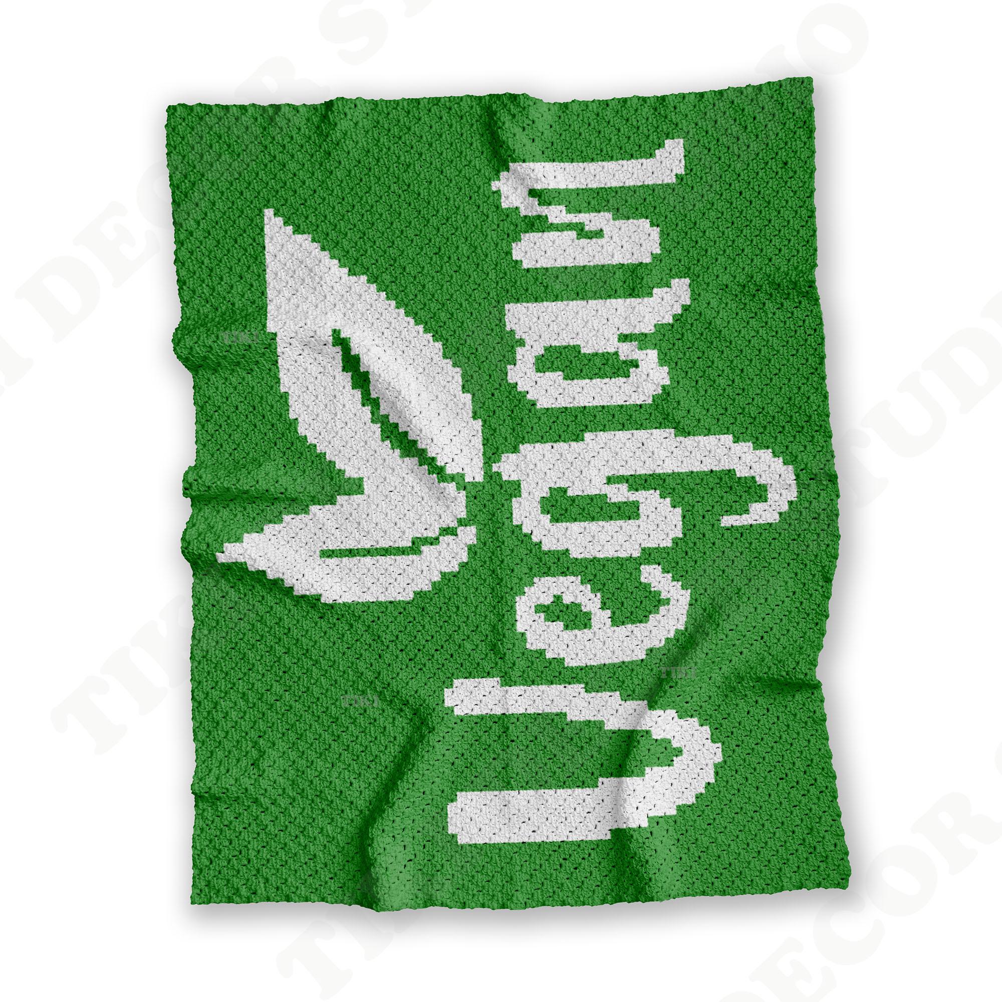Vegan Power Throw C2C Diagonal Crochet Pattern Plant-based Graphgan