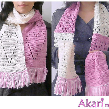 Heart Scarf with fringes in 2 colors_ L06