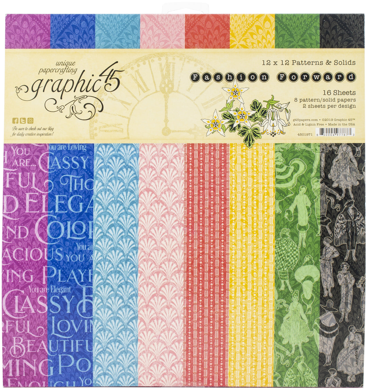 Graphic 45 Double-Sided Paper Pad 12"X12" 16/Pkg - Fashion Forward