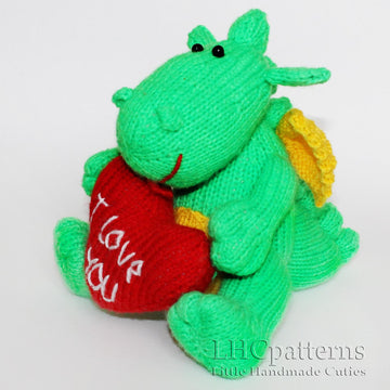 Denny Dragon Knitting Pattern, Knitted Dragon, Dinosaur Knitting Pattern