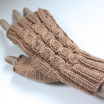 Amberley Fingerless Gloves - knitted in the round