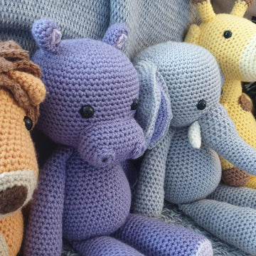 Savanna Savannah Animal Set Elephant Giraffe Hippo Hippopotamus Lion Zebra crochet amigurumi