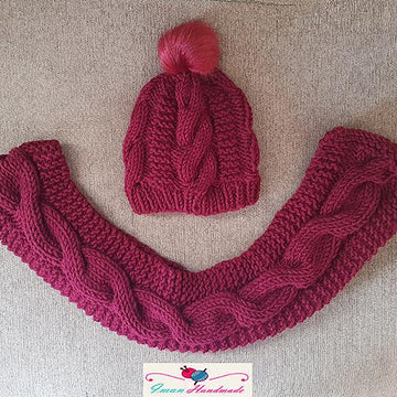 Chunky cable hat and scarf set