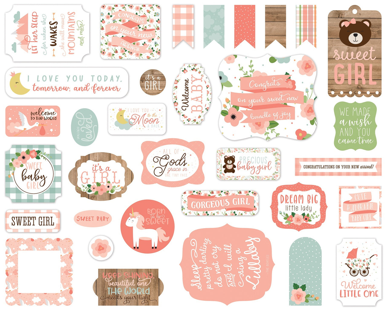 Echo Park Paper Echo Park Cardstock Ephemera 33/Pkg - Icons, Baby Girl
