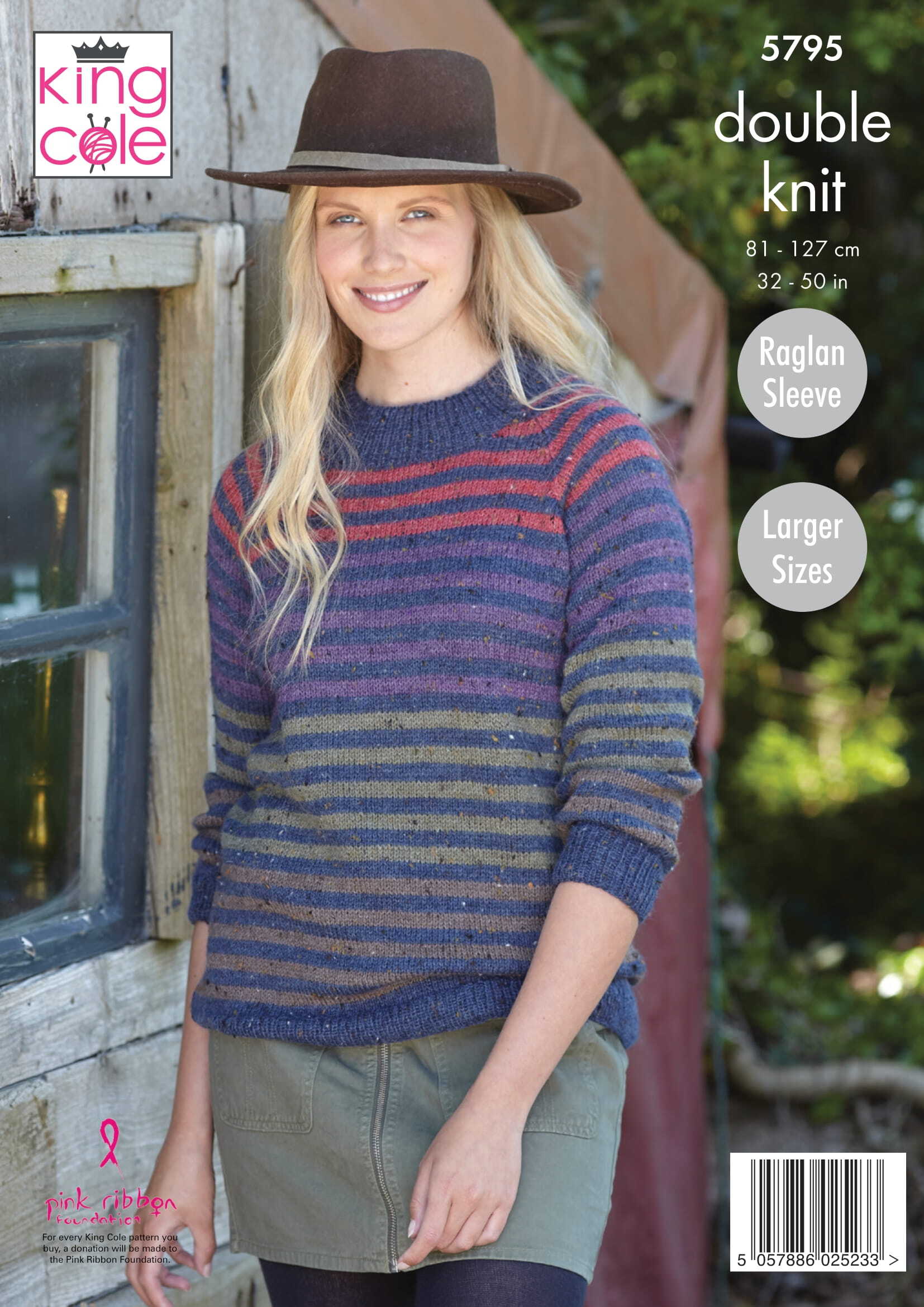 Ladies Round and High Neck Sweaters Knitted in King Cole Homespun DK - 5795 - Downloadable PDF