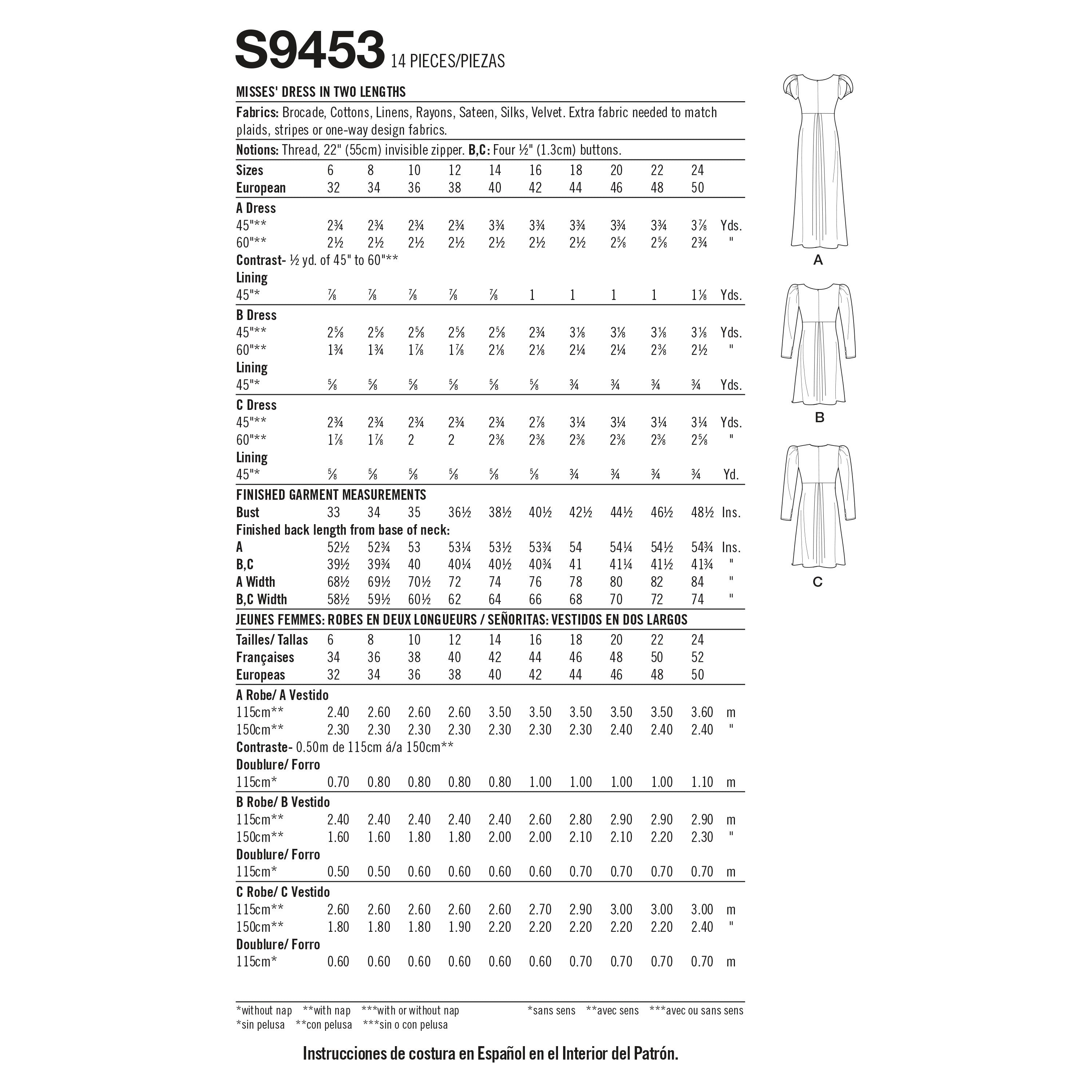 Simplicity Misses' Dress S9453 - Sewing Pattern