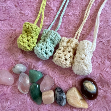 Crochet Crystal Pouch Necklace