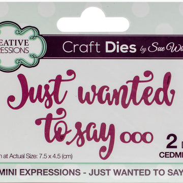 Creative Expressions Craft Dies By Sue Wilson - Mini Expressions-Just Wanted To Say