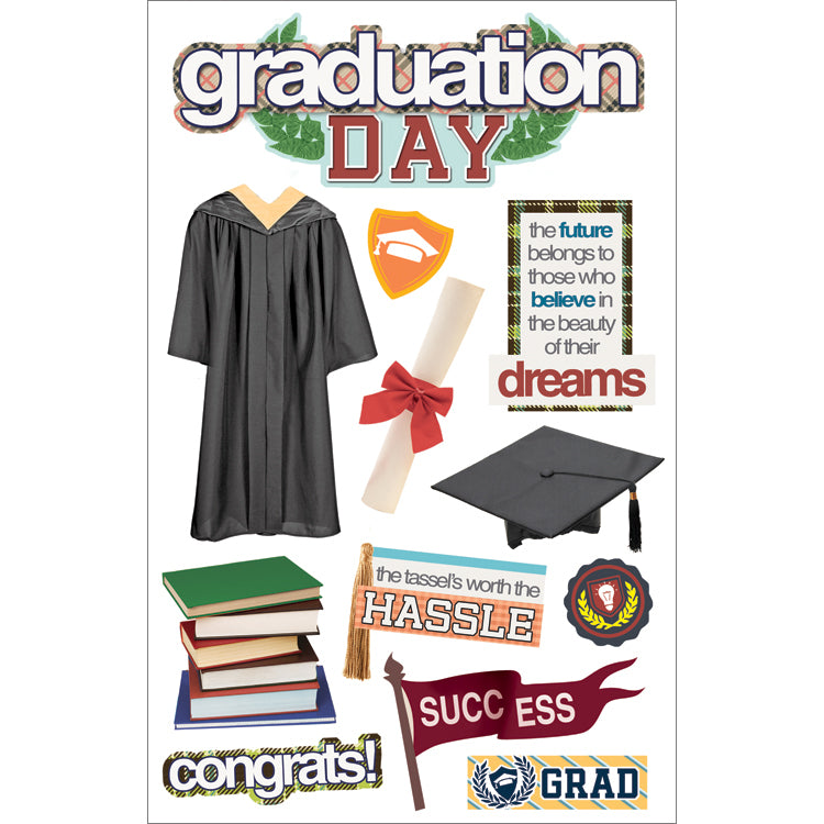 Paper House 3D Stickers 4.5"X7.5" - Graduation Day