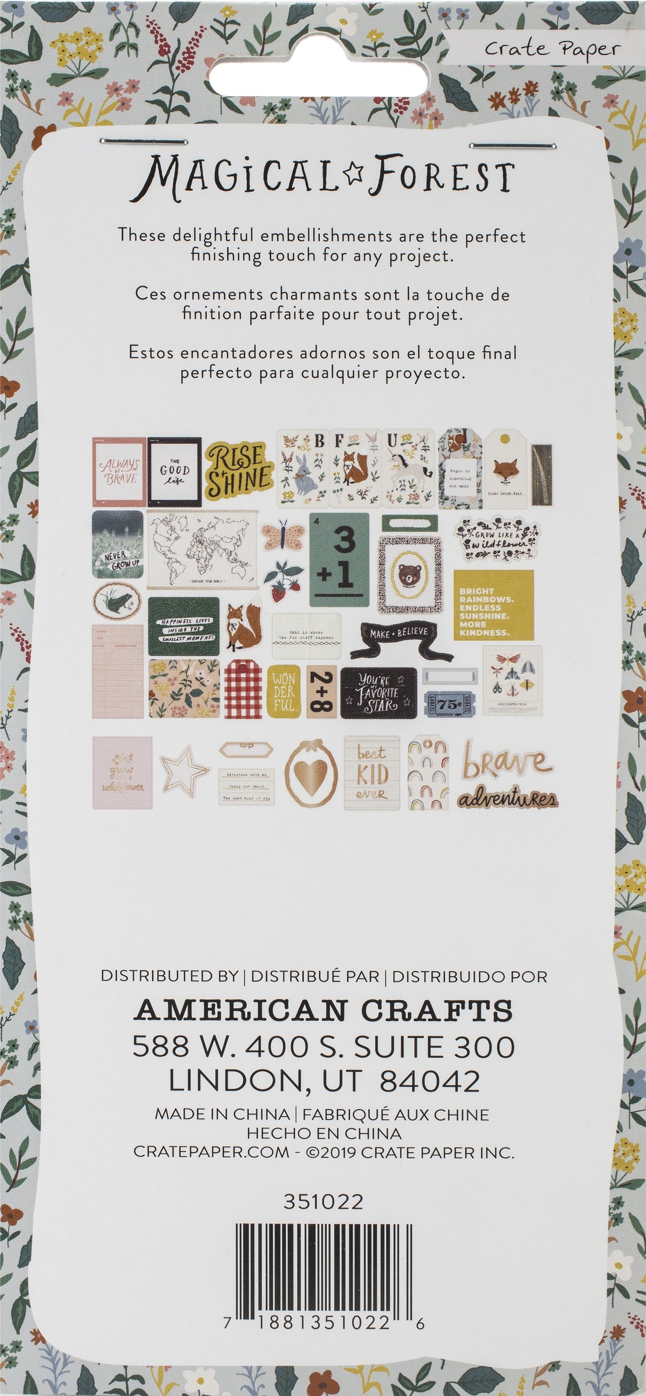 American Crafts Magical Forest Ephemera Die-Cuts 40/Pkg - Cardstock W/Copper Foil Accents