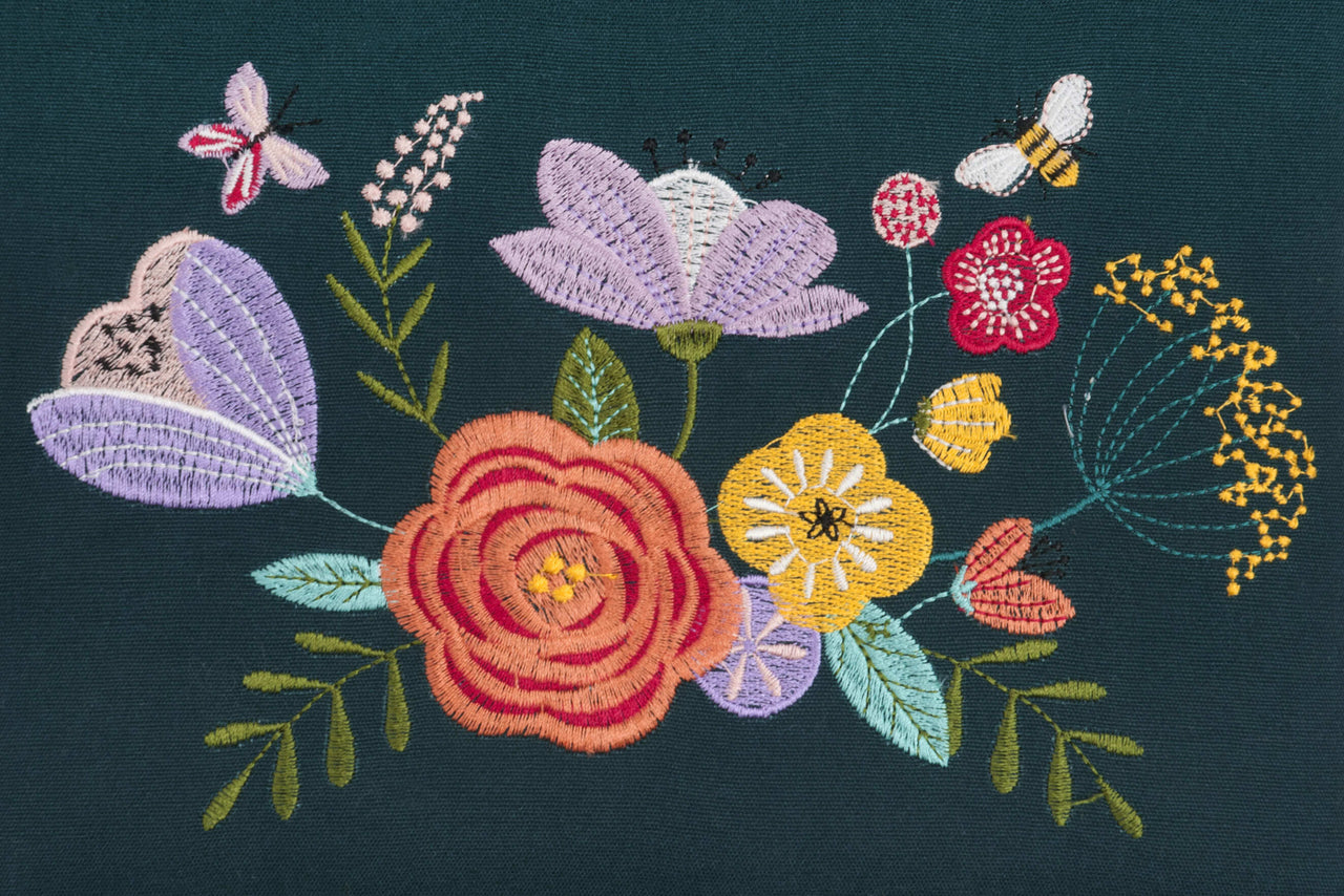 Hobbygift Floral Garden Embroidered Medium Sewing Box