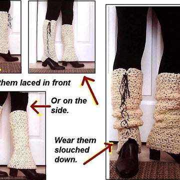 645, PEBBLE STITCH LACED UP LEGWARMERS, ANY SIZE