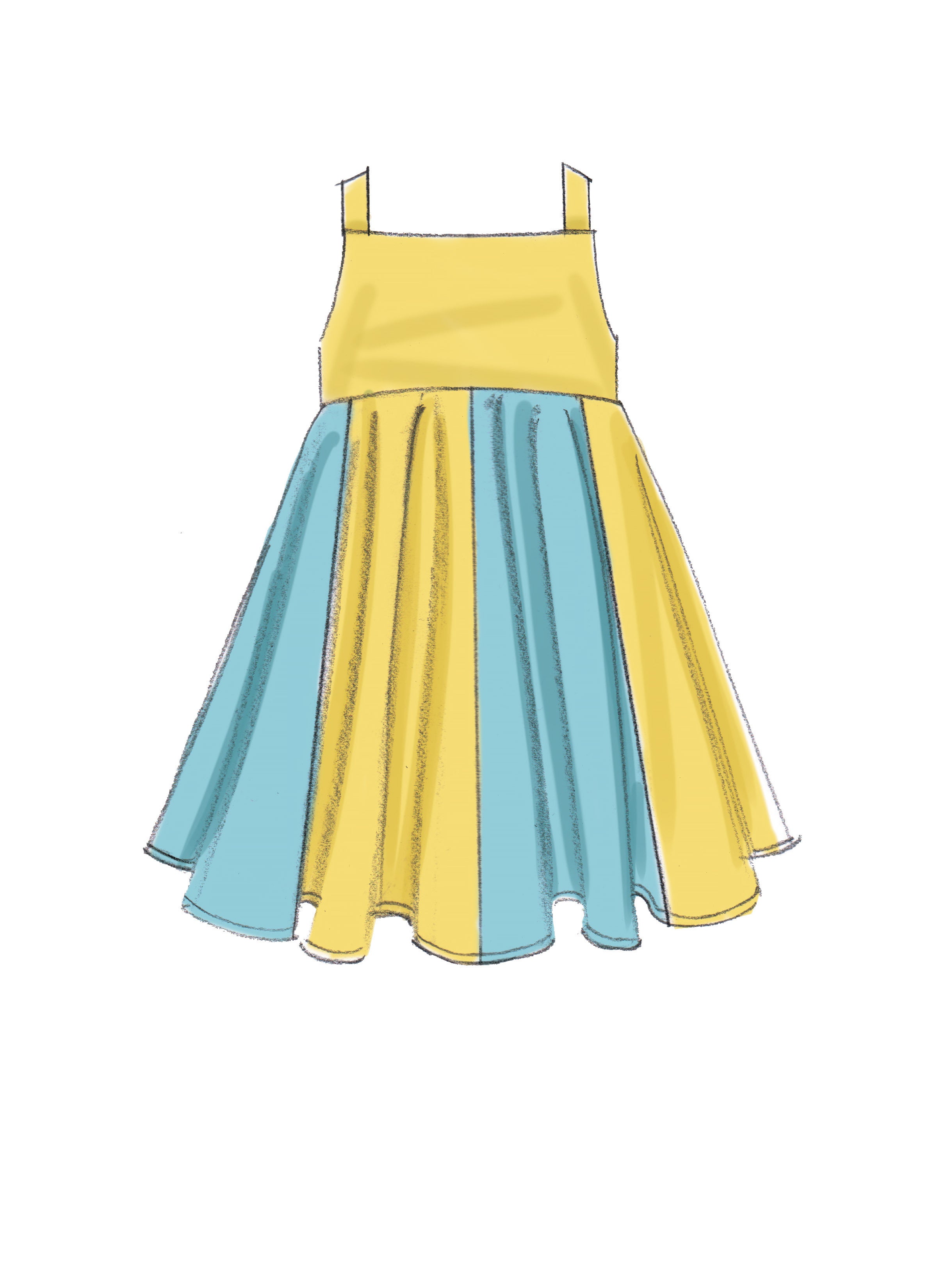 McCall's Children's/Girls' Dresses with Square Neck, and Circular Skirt Variations M7587 - Sewing Pattern