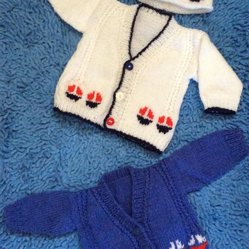 Sail Away Sailboat  Cardigan & Hat