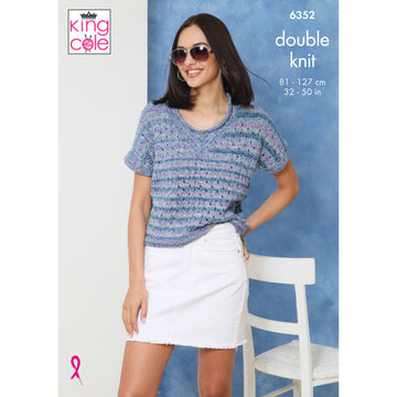 Tops knitted in King Cole Jamboree DK - P6352 - Leaflet