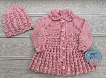 Bonnie Baby Coat, Beanie & Beret size 18" & 20" chest 6-9mths approx