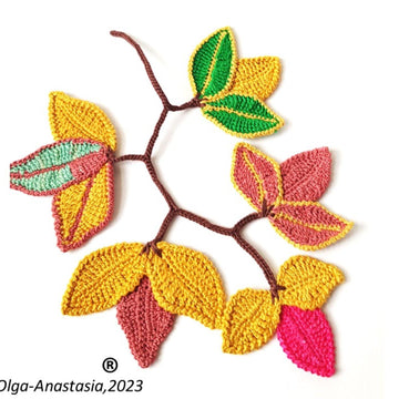 Crochet leaf pattern , crochet pattern , easy crochet pattern , crochet wall hanging , autumn leaves .