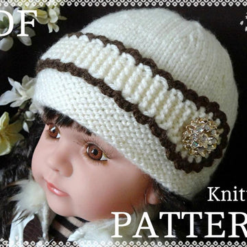 Knitting PATTERN Newborn Girl Winter Hat with Belt