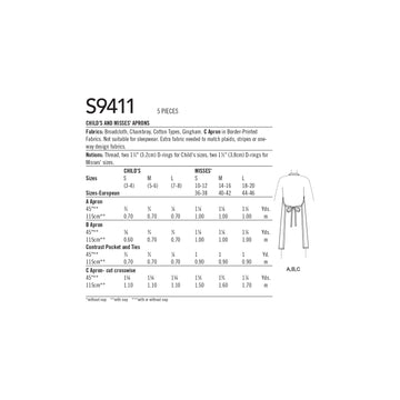 Simplicity Children's and Misses' Aprons S9411 - Sewing Pattern