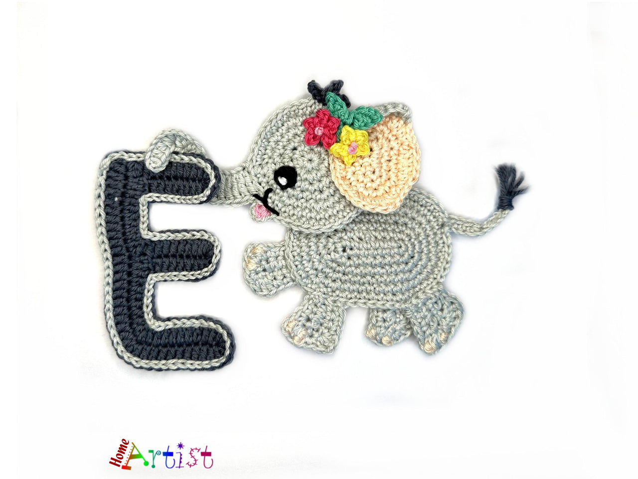 Crochet Animal Alphabet E Elephant pattern