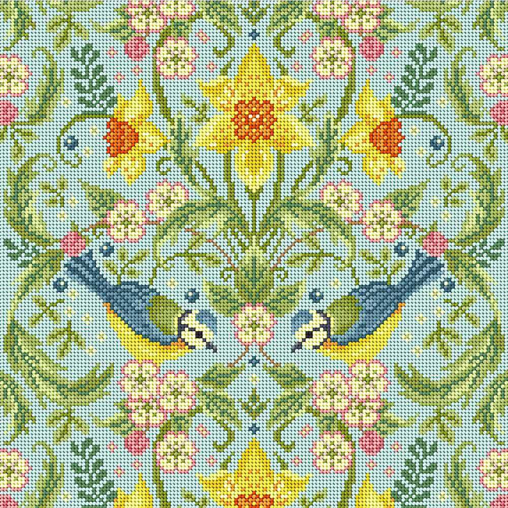 Bothy Threads Spring Blue Tits Tapestry Kit - 14 x 14 In