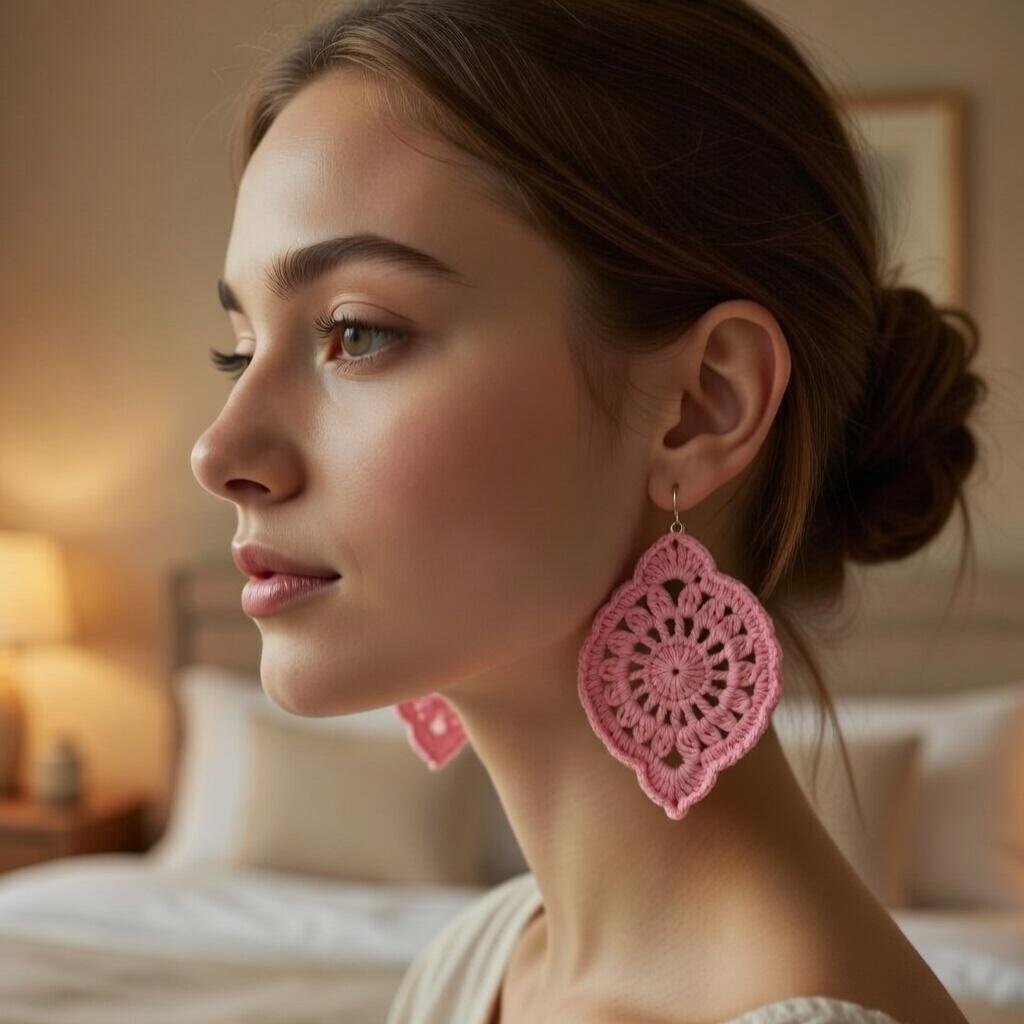 Crochet Leaf Earrings Pattern PDF + Video Tutorial for Beginners