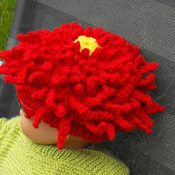 Baby Red Dahlia Beanie Hat