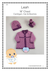 Leah 18 inch chest 3-6mths Baby cardigan, Hat  & Booties knitting pattern