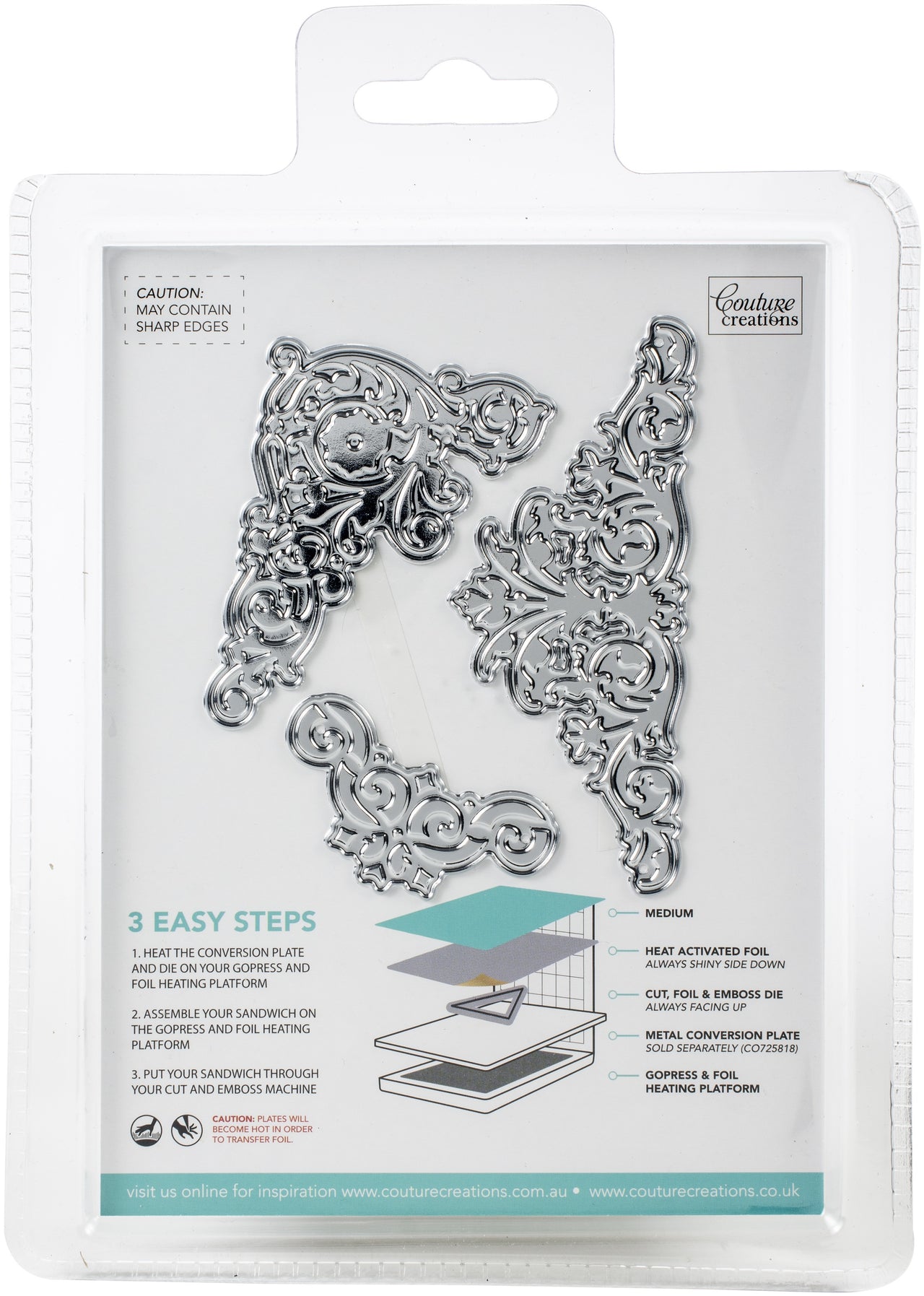 Artdeco Creations Cardmaker Essentials Cut, Foil & Emboss Dies - Flourished Corners 1.37" To 3.58"