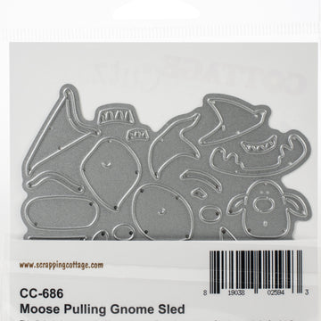 CottageCutz Dies - Moose Pulling Gnome Sled, 4"X2.3"