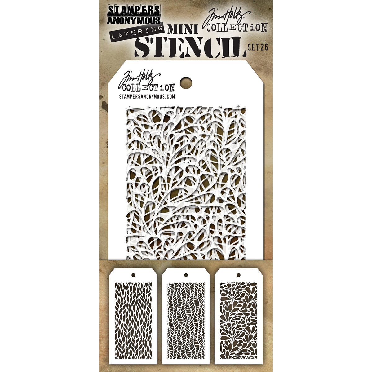 Stampers Anonymous Tim Holtz Mini Layered Stencil Set 3/Pkg - Set #26