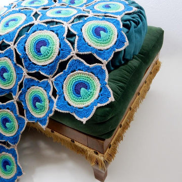 Flowering Peacock Feather Motif for Throw and more