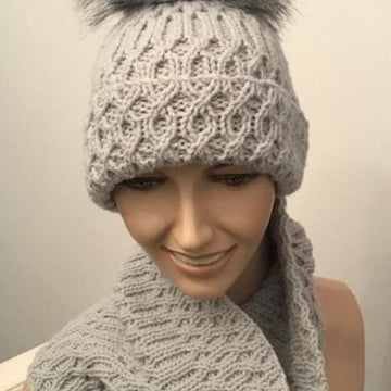 Ladies Mock Cable Hat & Cowl Aran Yarn
