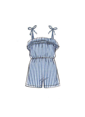 McCall's Children's/Girls' Blouson-Bodice Rompers and Jumpsuits M7376 - Sewing Pattern