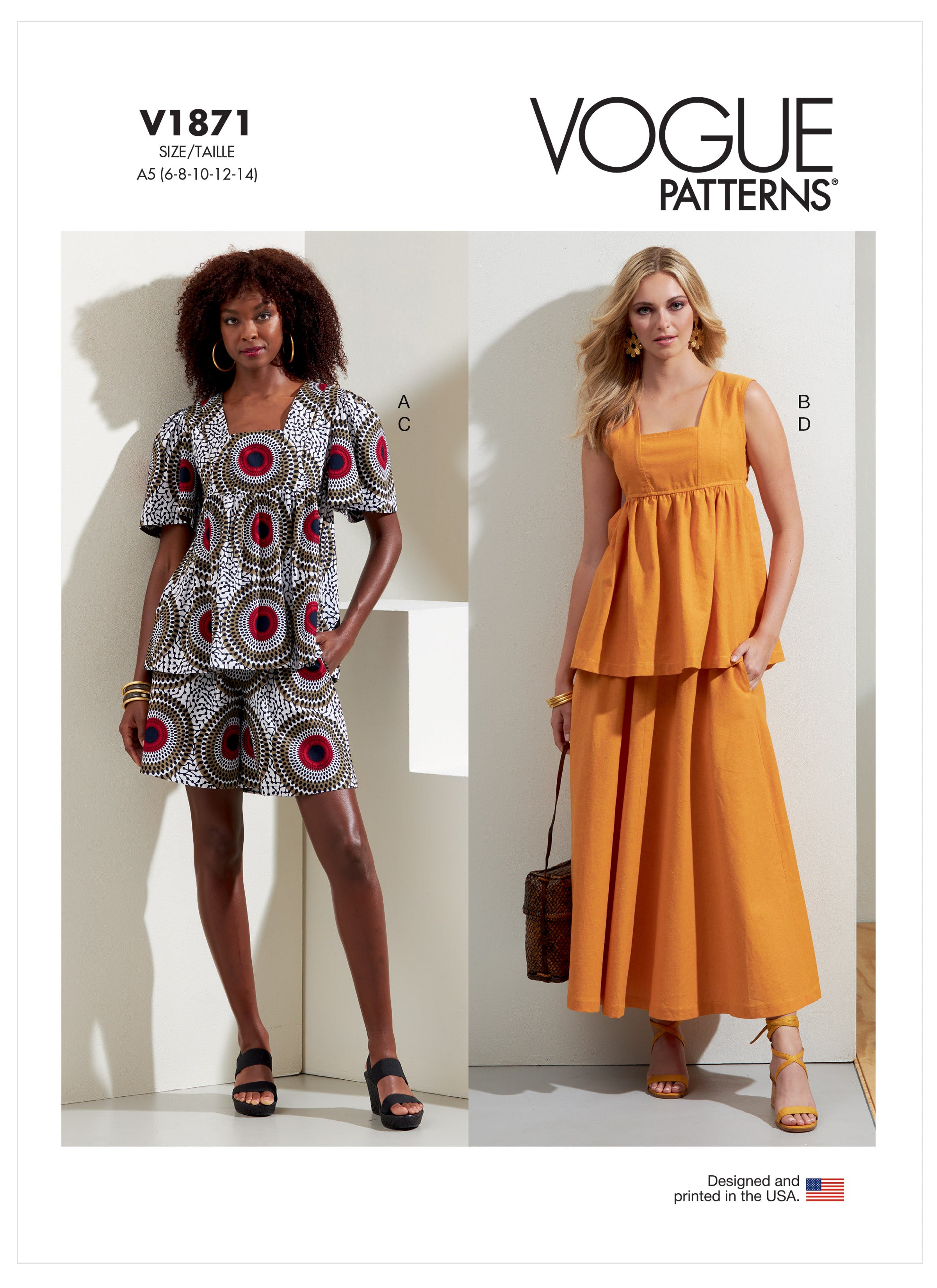 Vogue Misses' Tops, Shorts and Skirt V1871 - Sewing Pattern