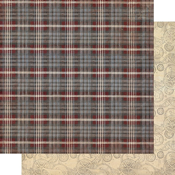 Authentique Paper Mister Double-Sided Cardstock 12"X12" - #1 Grey & Red Plaid