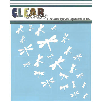 Clear Scraps Stencils 6"X6" - Dragonfly Wall