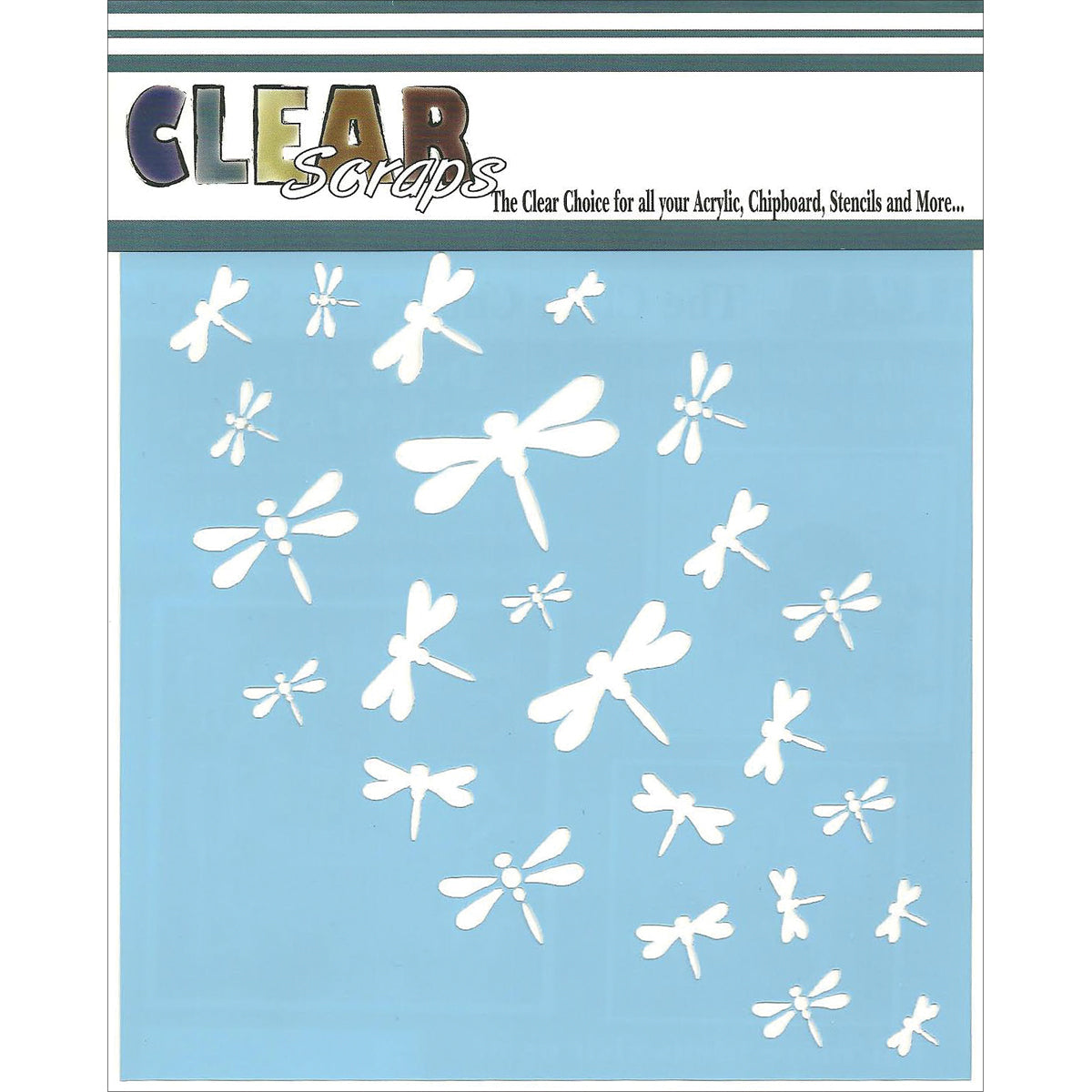 Clear Scraps Stencils 6"X6" - Dragonfly Wall