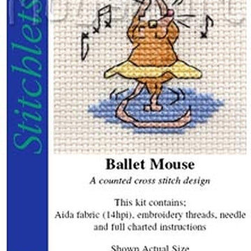 Mouseloft Ballet Mouse Stitchlets Cross Stitch Kit - 85 x 110 x 10