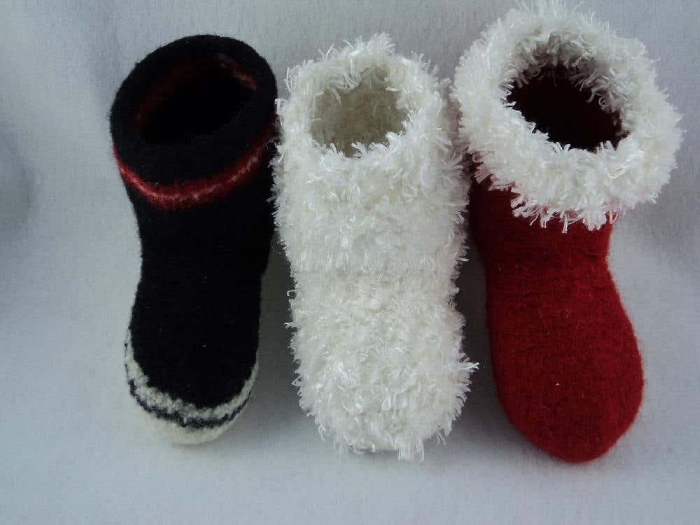 Kids Boot Slipper Felted Knit Pattern