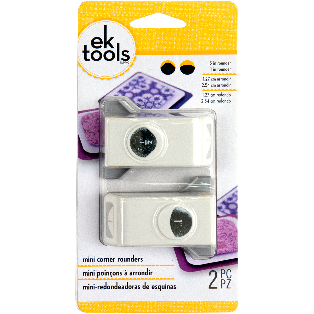 EK Success Mini Corner Rounder Punches 2/Pkg - Round, .5" & 1"