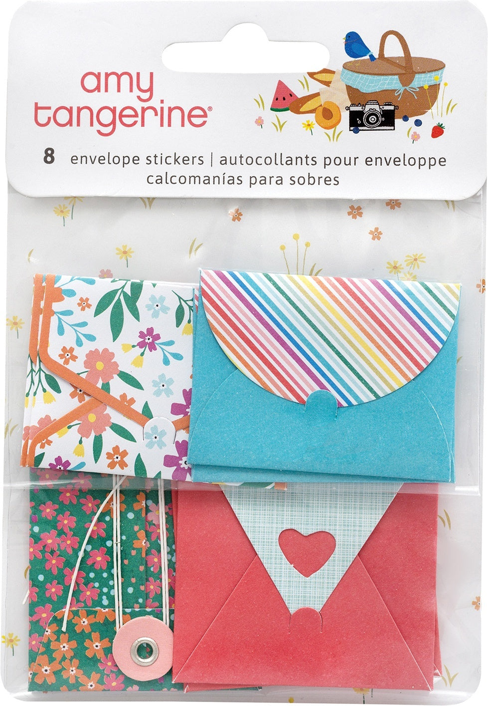 American Crafts Amy Tan Picnic In The Park Envelope Stickers 8/Pkg - 620369
