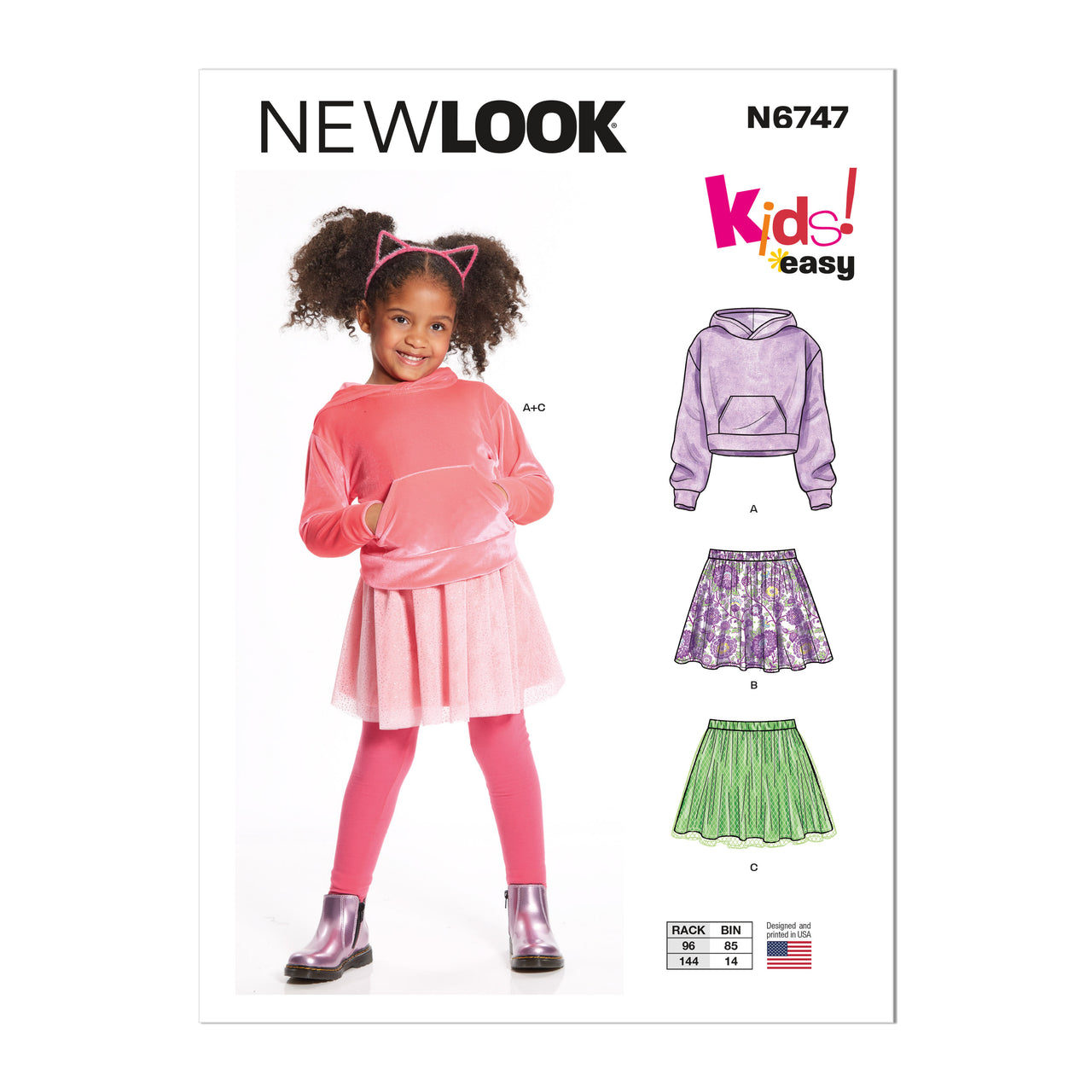 New Look Children's Hoodie and Skirts 6747 - Paper Pattern, Size 3-4-5-6-7-8
