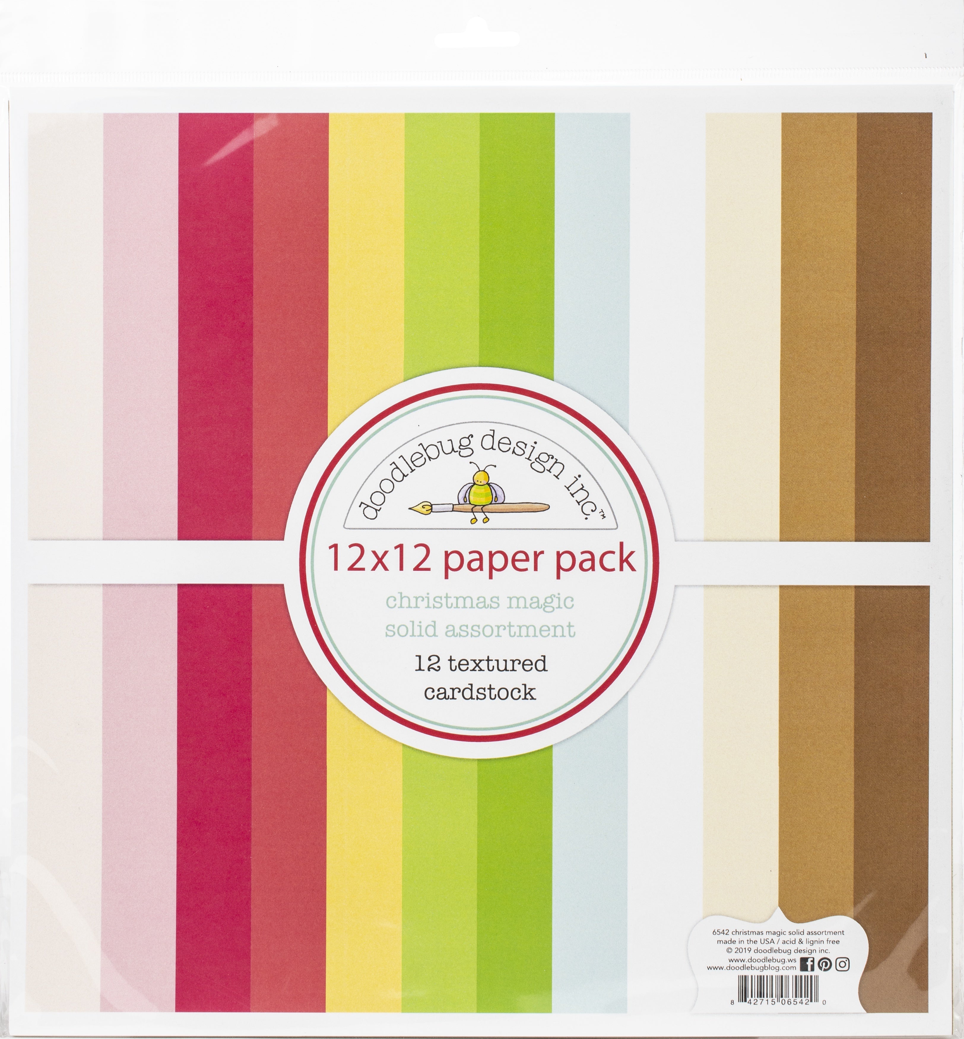 Doodlebug Textured Double-Sided Cardstock 12"X12" Pack - Christmas Magic
