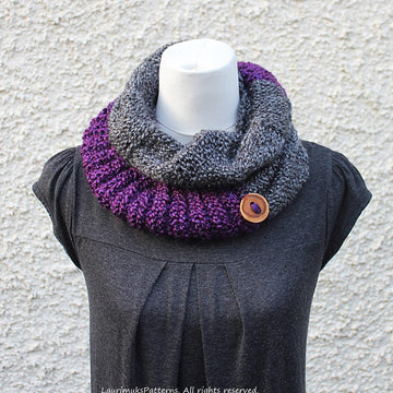 Purple and grey infinity scarf