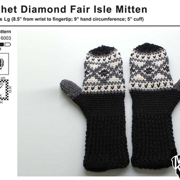 Fair Isle Crochet Diamond Mittens (2016003)